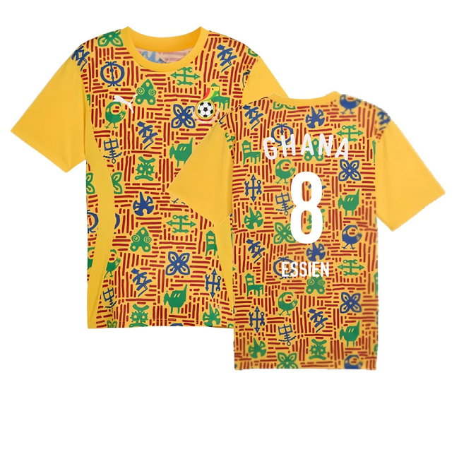 2024-2025 Ghana Pre-Match SS Jersey (Yellow) (Essien 8)-SoccerKits Hub | Buy Soccer Jerseys Online